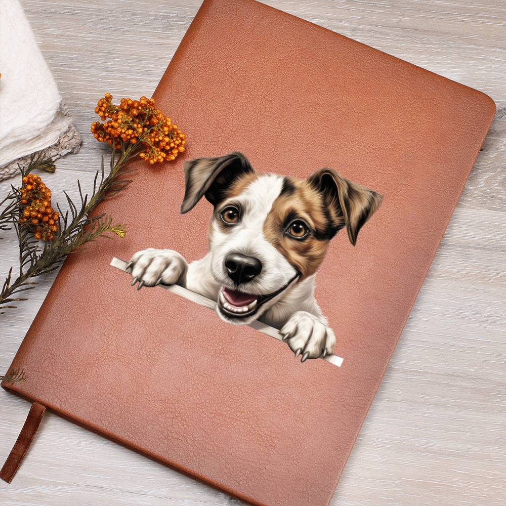 Parson Russell Terrier Peeking - Vegan Leather Journal