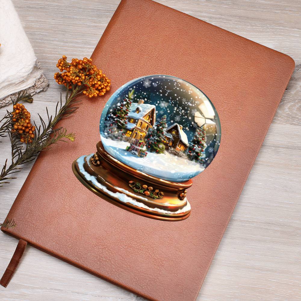 Watercolor Christmas Snow Globe 007 - Vegan Leather Journal