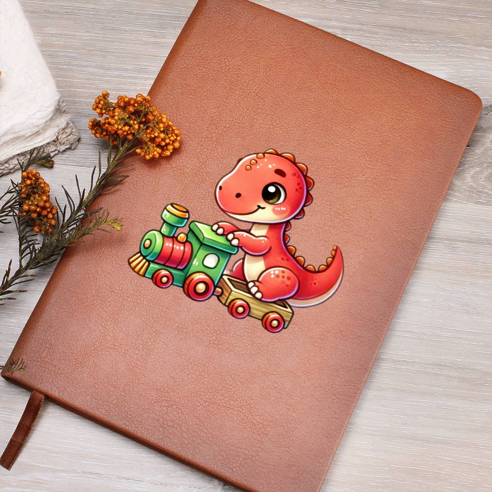 Colorful Baby Dinosaur 092 - Vegan Leather Journal