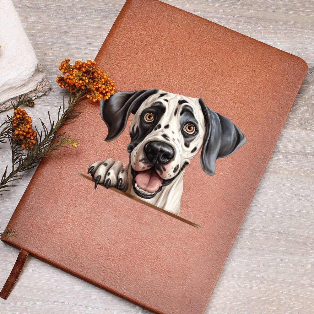 Great Dane Peeking - Vegan Leather Journal