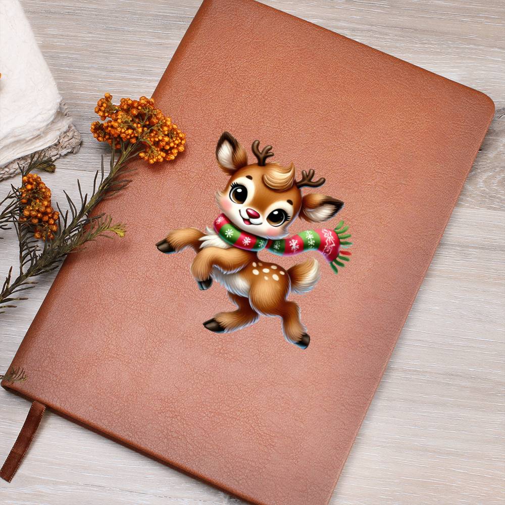 Cute Christmas Reindeer 004 - Vegan Leather Journal
