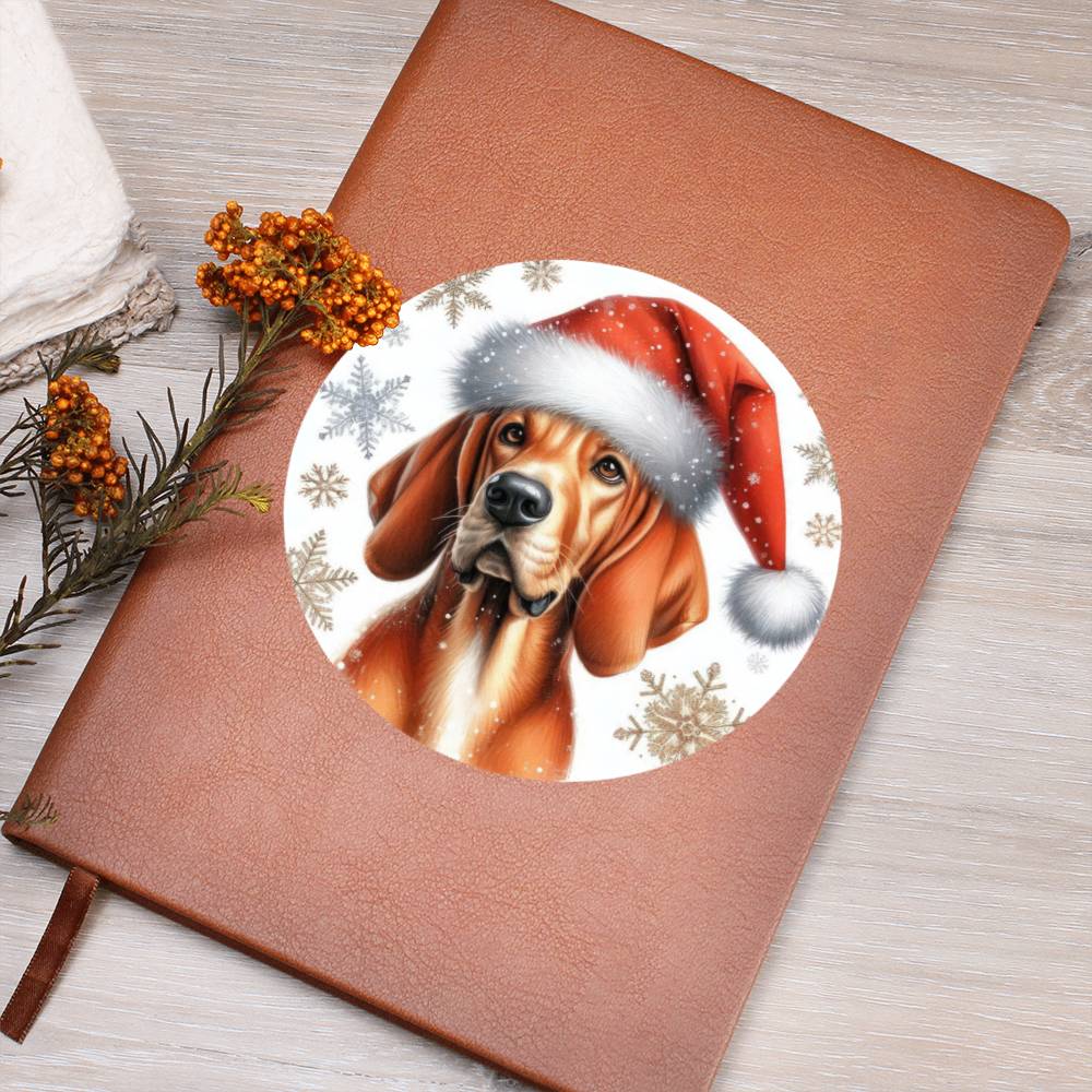 Christmas Dog - Redbone Coonhound - Vegan Leather Journal