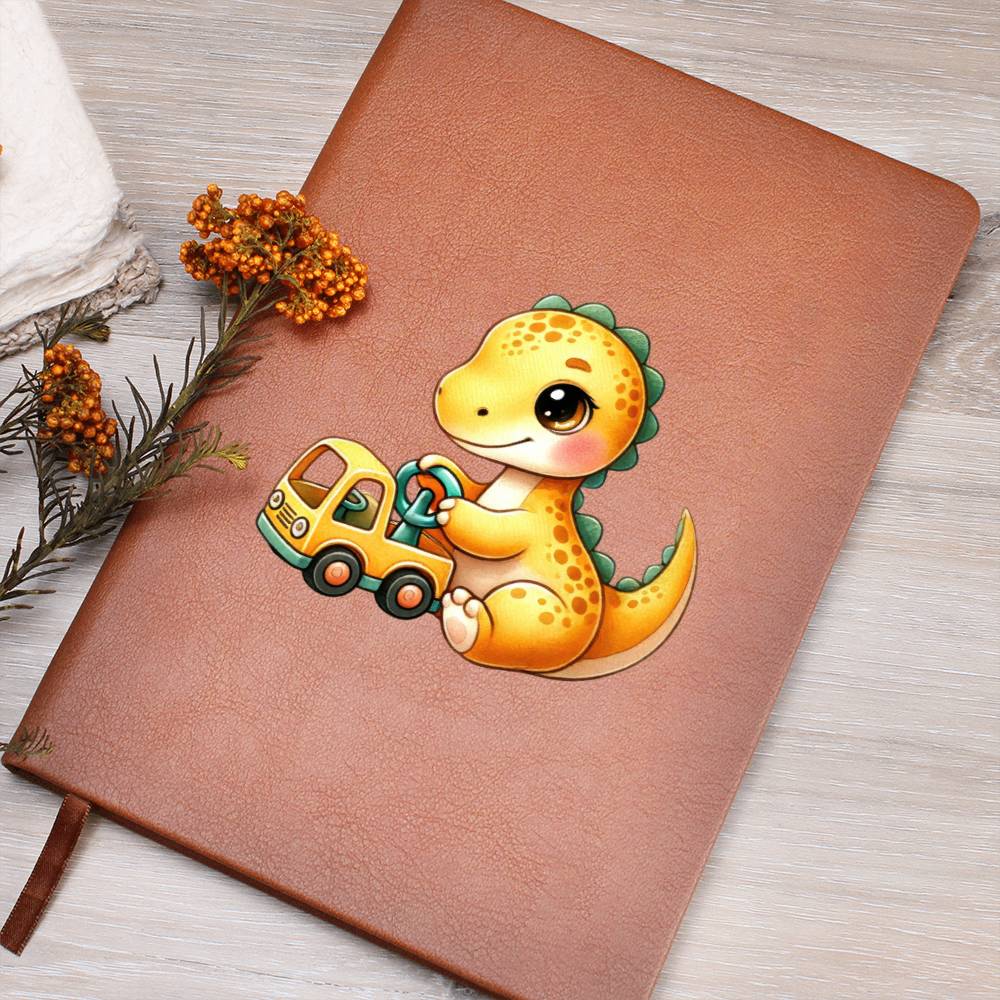 Colorful Baby Dinosaur 052 - Vegan Leather Journal