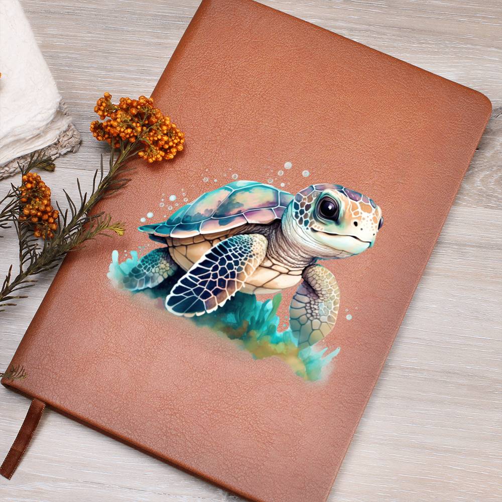 Cute Sea Turtle 014 - Vegan Leather Journal