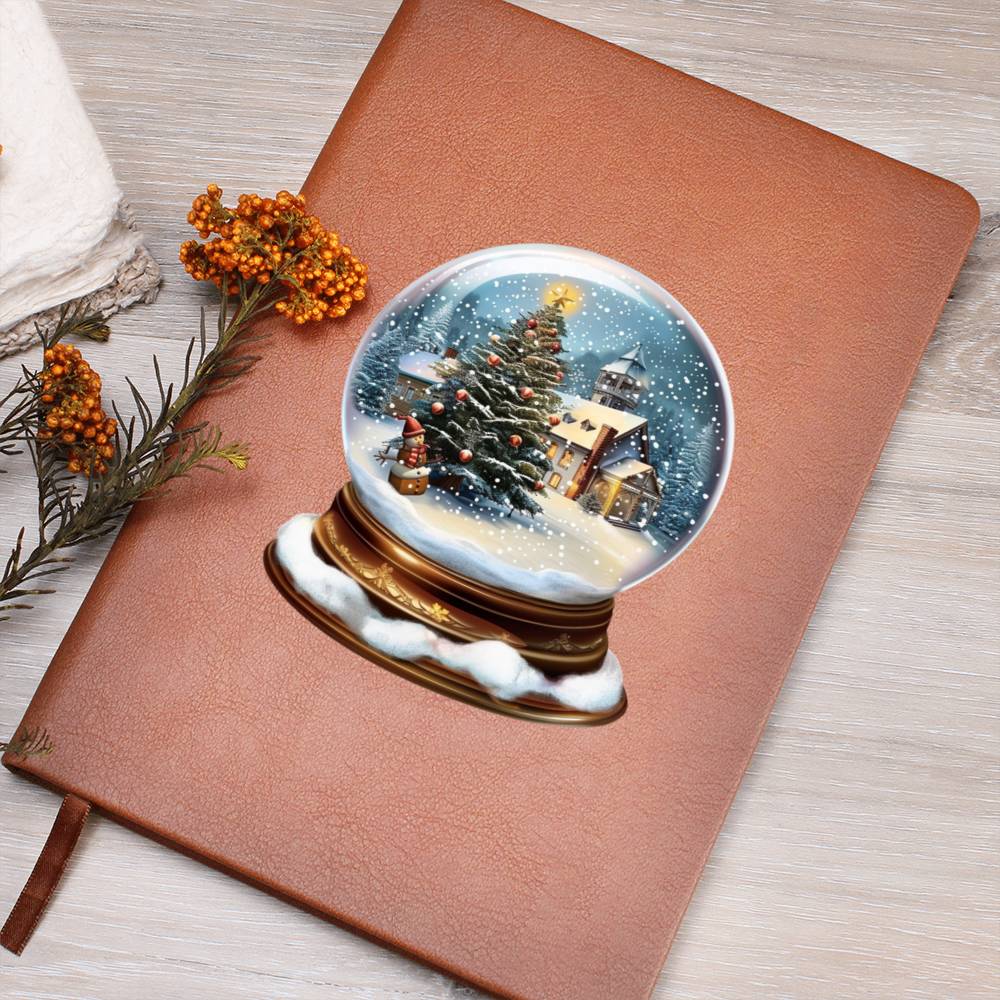 Watercolor Christmas Snow Globe 047 - Vegan Leather Journal