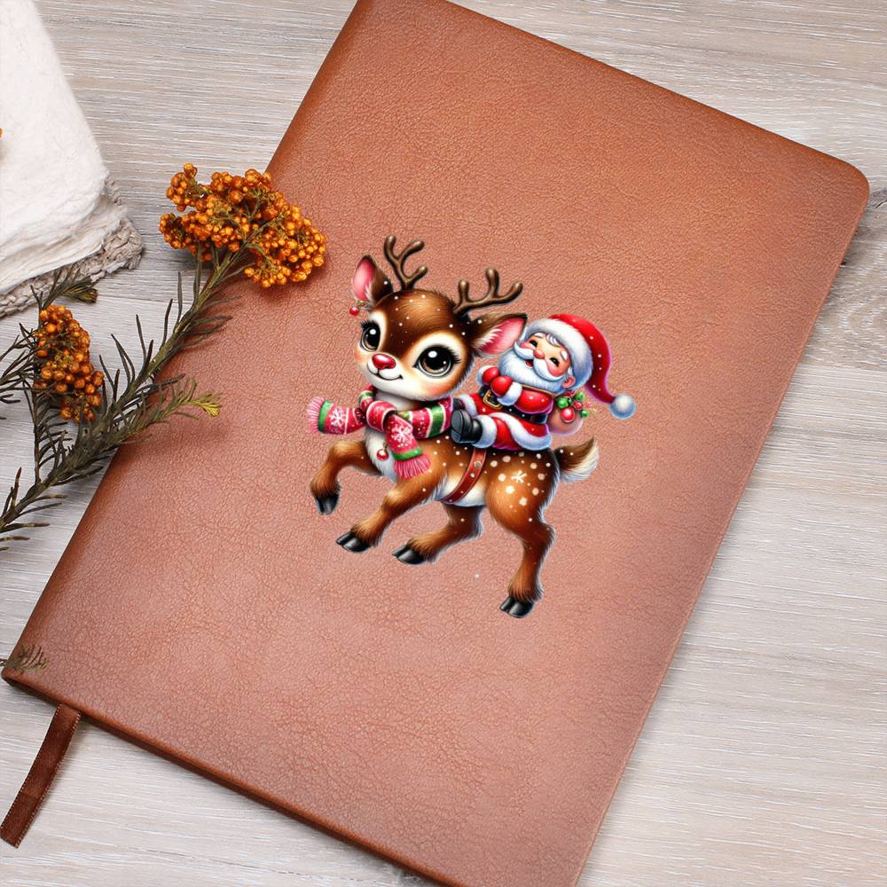 Cute Christmas Reindeer 020 - Vegan Leather Journal