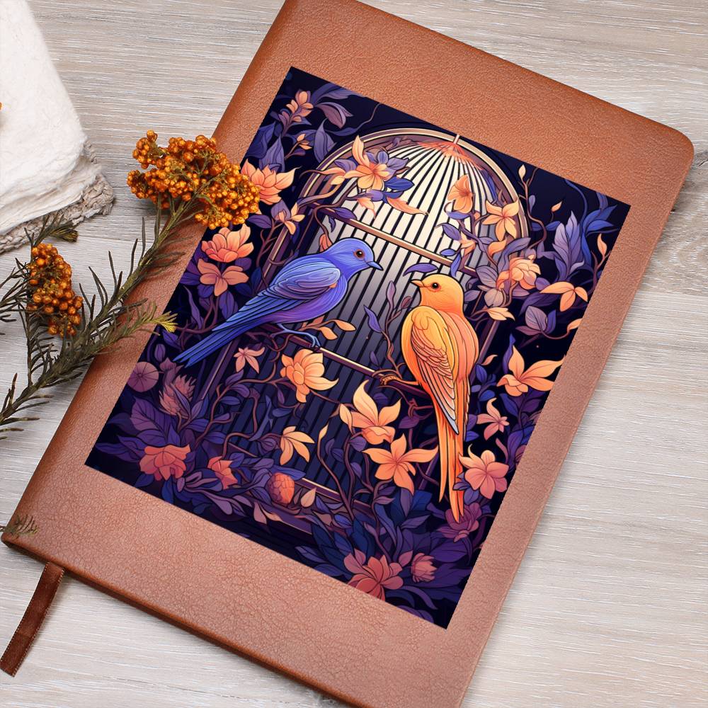 Birds And Floral Design 141 - Vegan Leather Journal