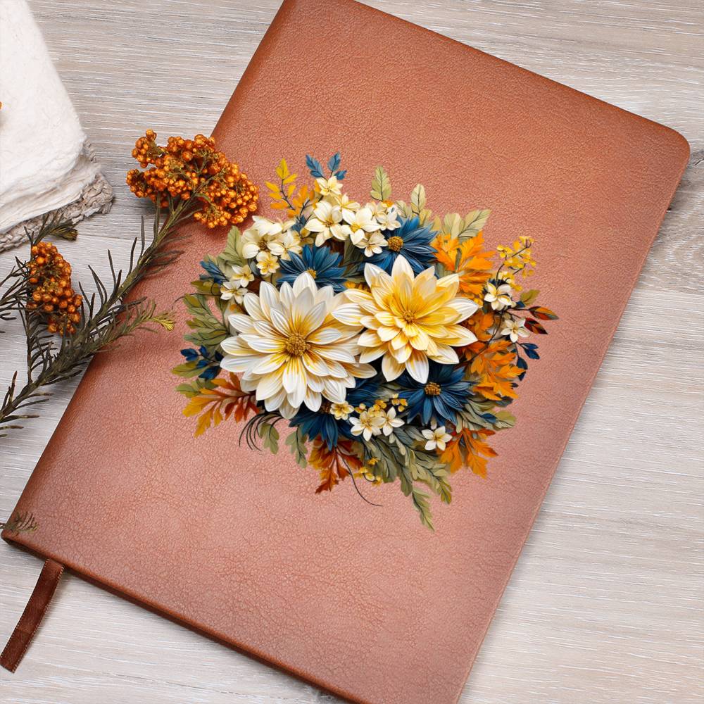 Floral Flower Wreath 042 - Vegan Leather Journal