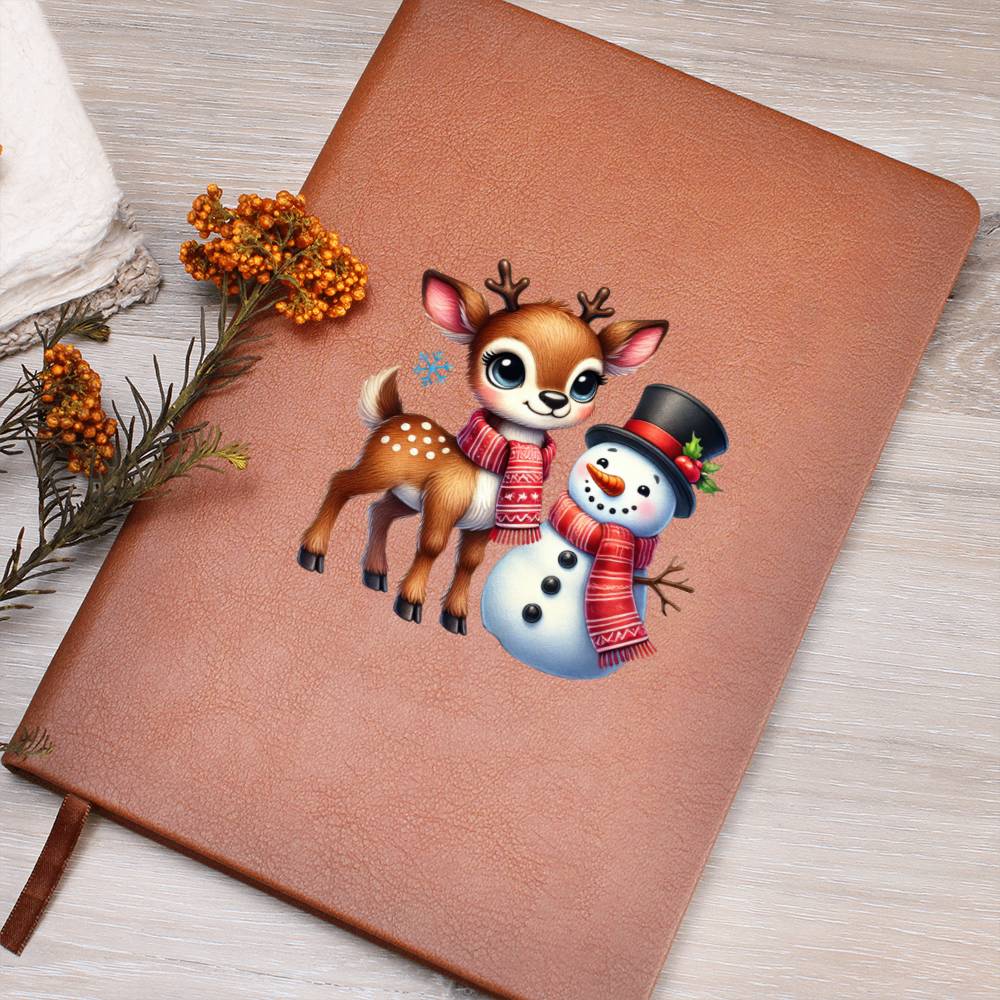 Cute Christmas Reindeer 021 - Vegan Leather Journal