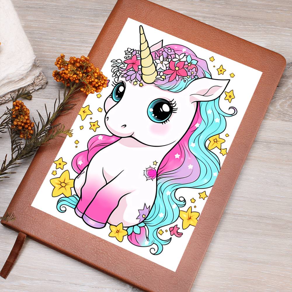Cute Unicorn 033 - Vegan Leather Journal