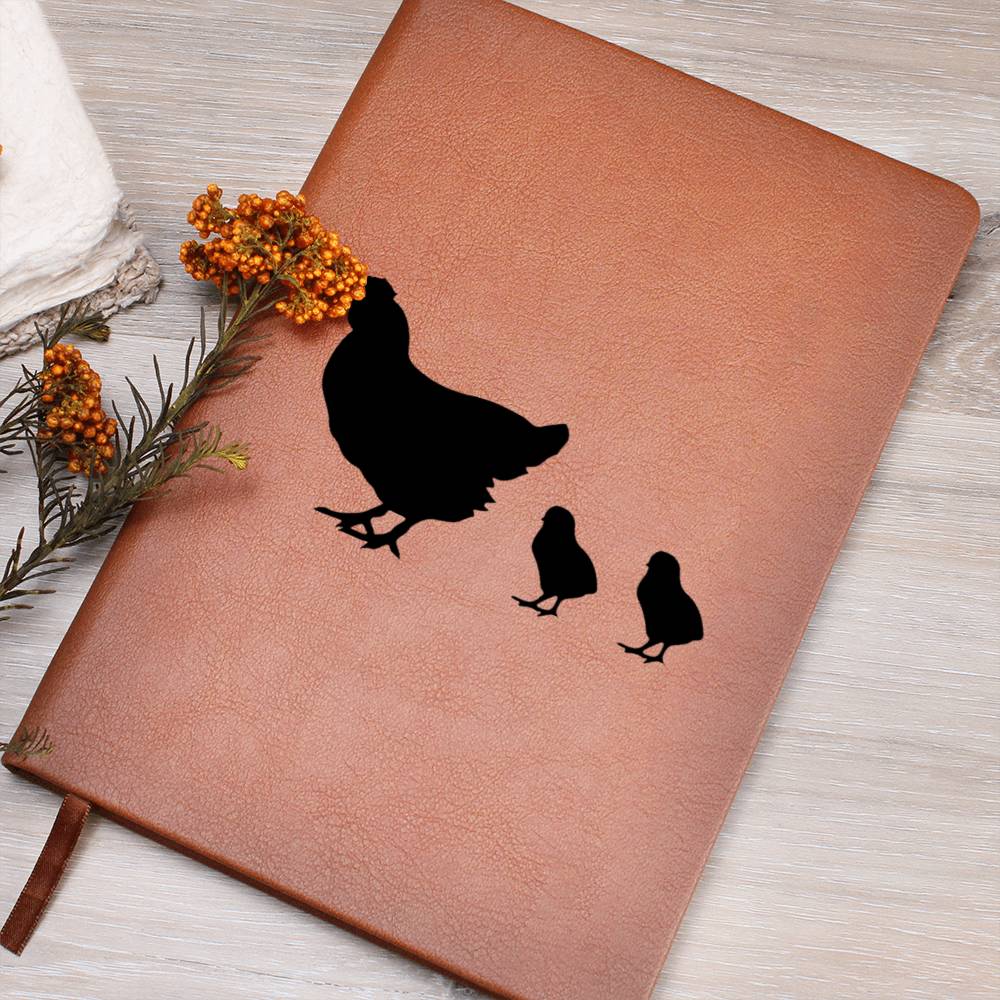 Mama Chicken With 2 Chicks - Vegan Leather Journal