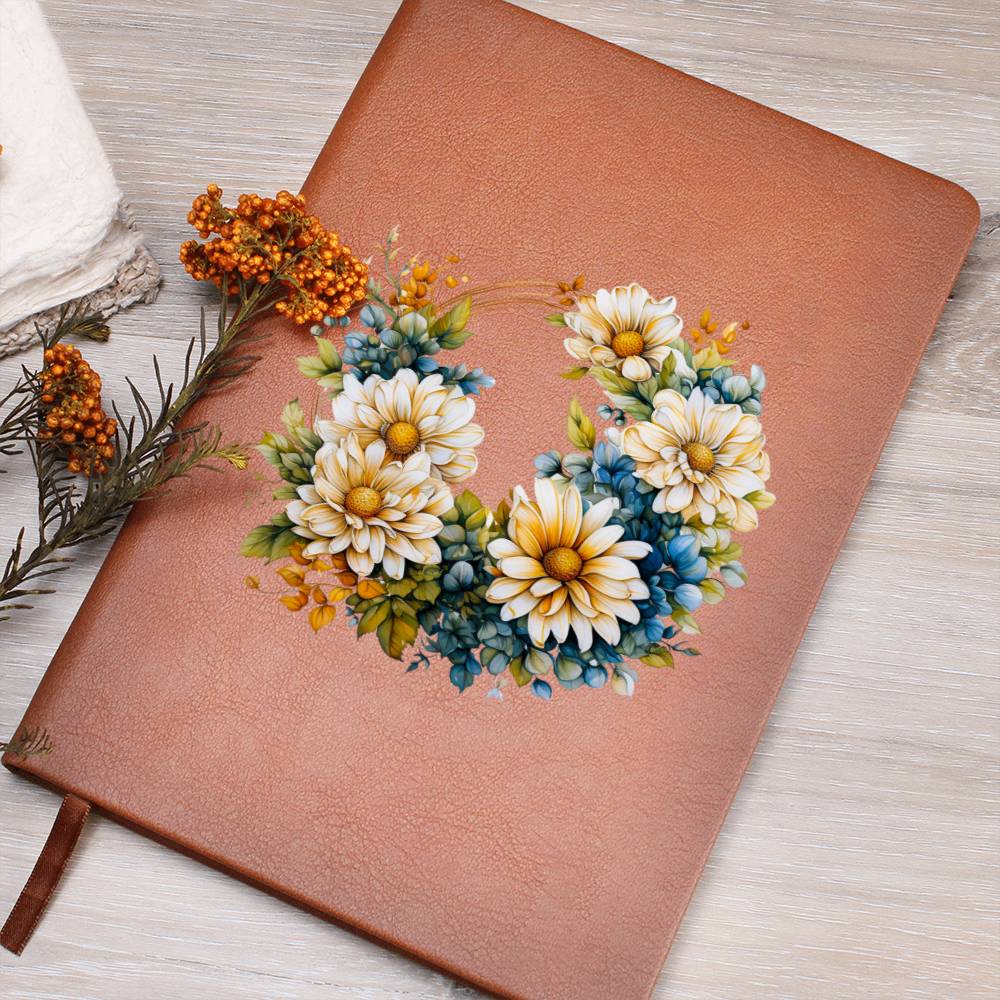 Floral Flower Wreath 141 - Vegan Leather Journal