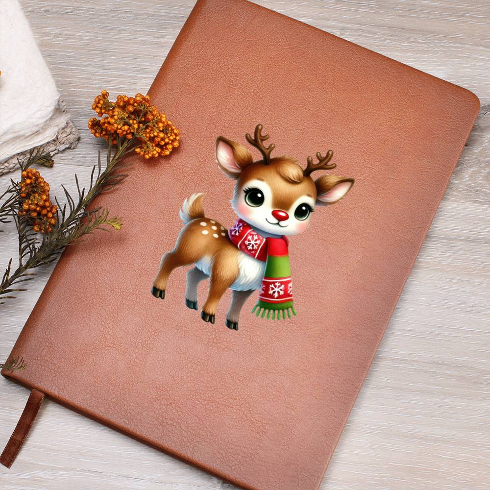 Cute Christmas Reindeer 002 - Vegan Leather Journal