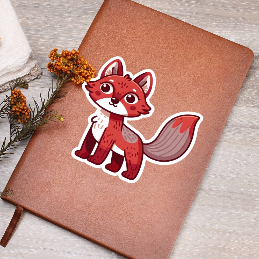 Cute Red Wolf sticker 142 - Vegan Leather Journal