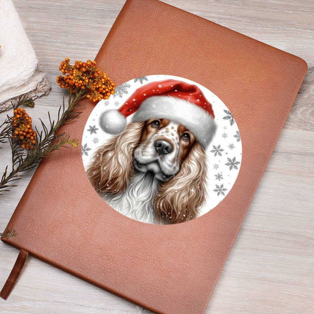 Christmas Dog - Clumber Spaniel - Vegan Leather Journal