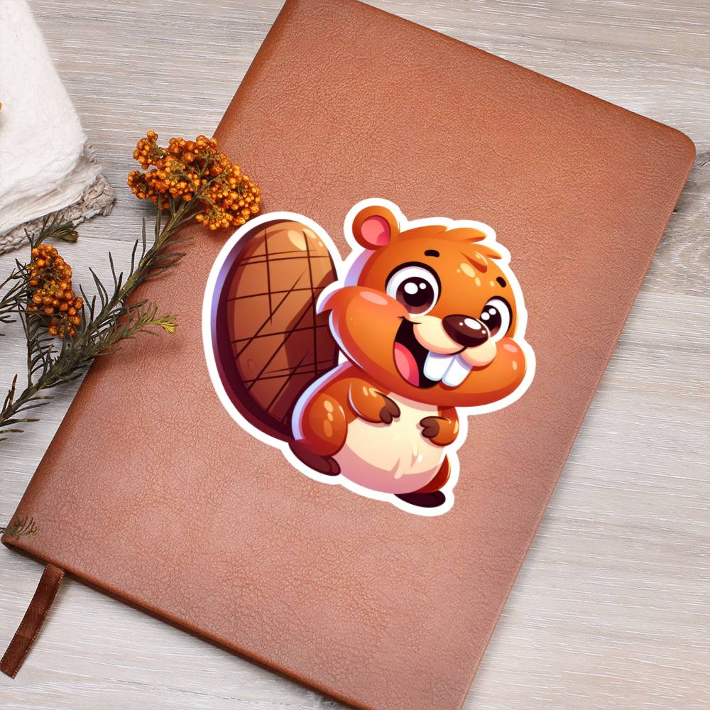 Cute Beaver sticker 10 - Vegan Leather Journal
