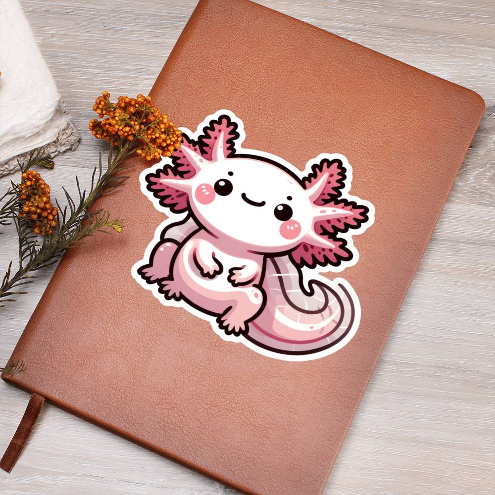 Cute Axolotl sticker 07 - Vegan Leather Journal