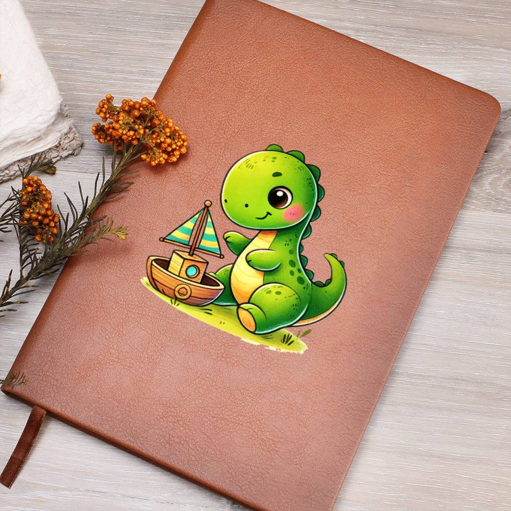 Colorful Baby Dinosaur 100 - Vegan Leather Journal