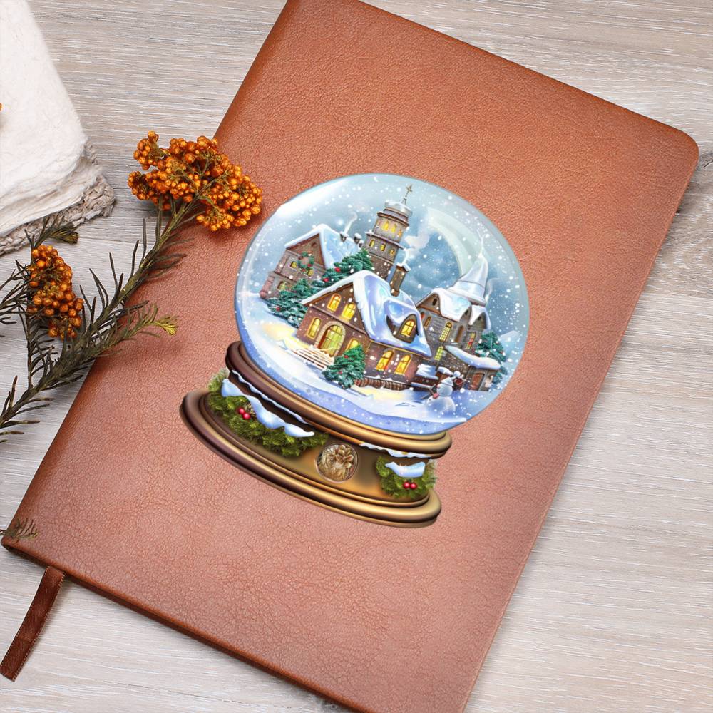 Watercolor Christmas Snow Globe 025 - Vegan Leather Journal