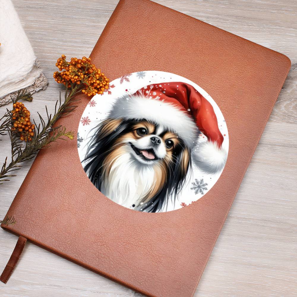 Christmas Dog - Japanese Chin - Vegan Leather Journal