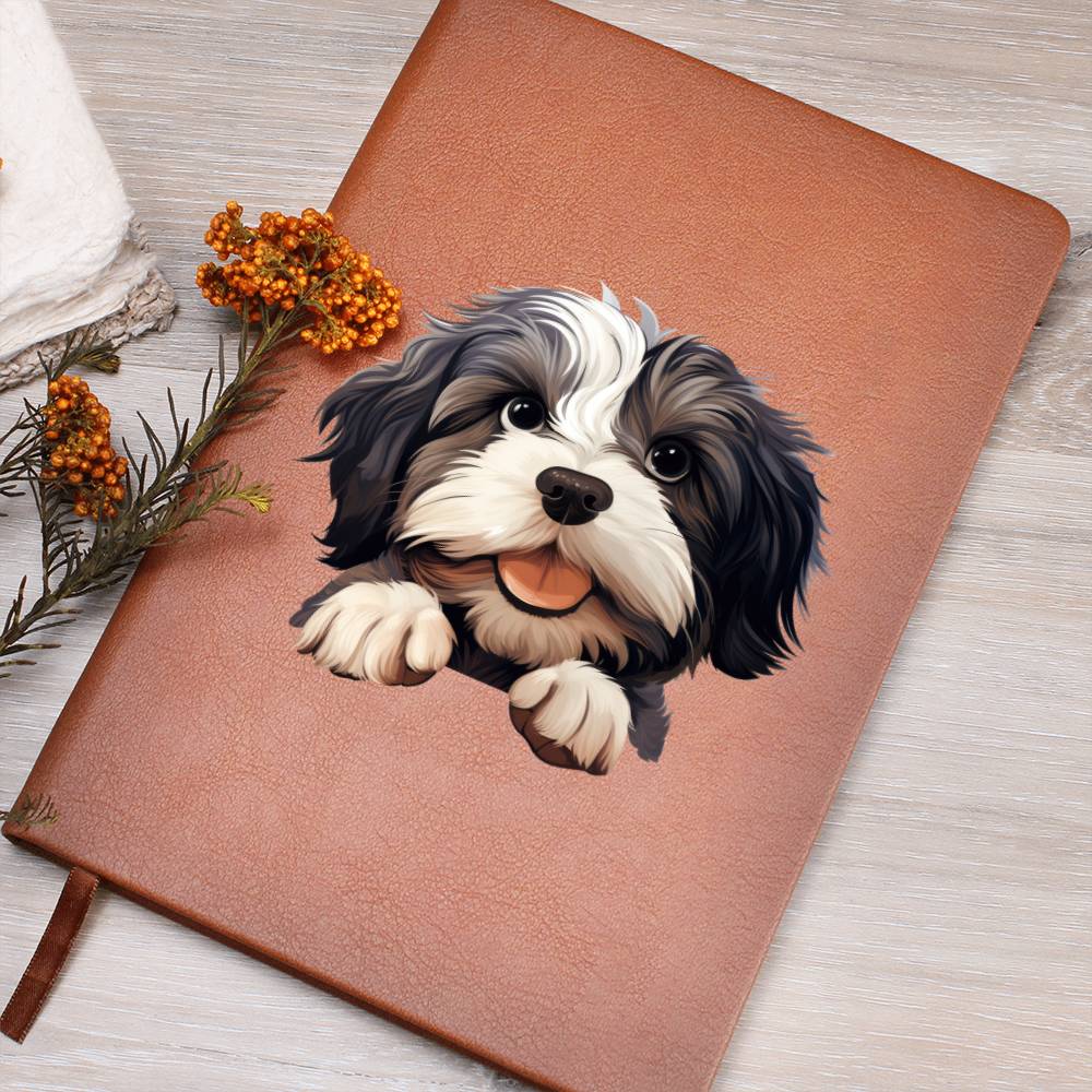 Lowchen Peeking - Vegan Leather Journal
