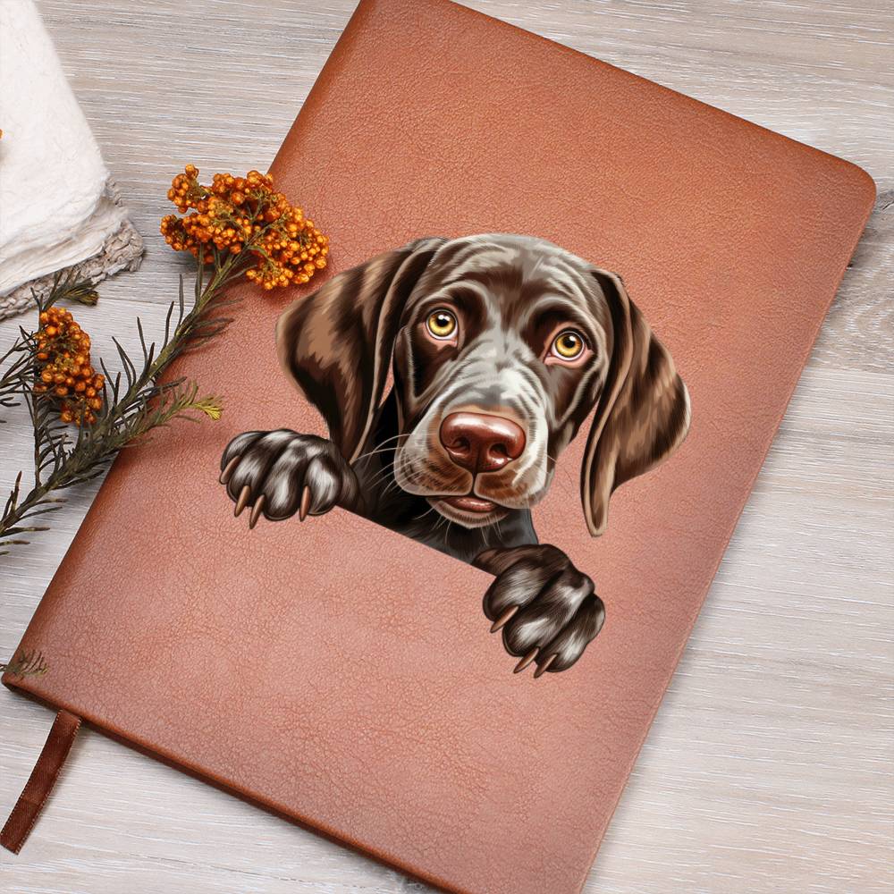 German Shorthaired Pointer Peeking - Vegan Leather Journal