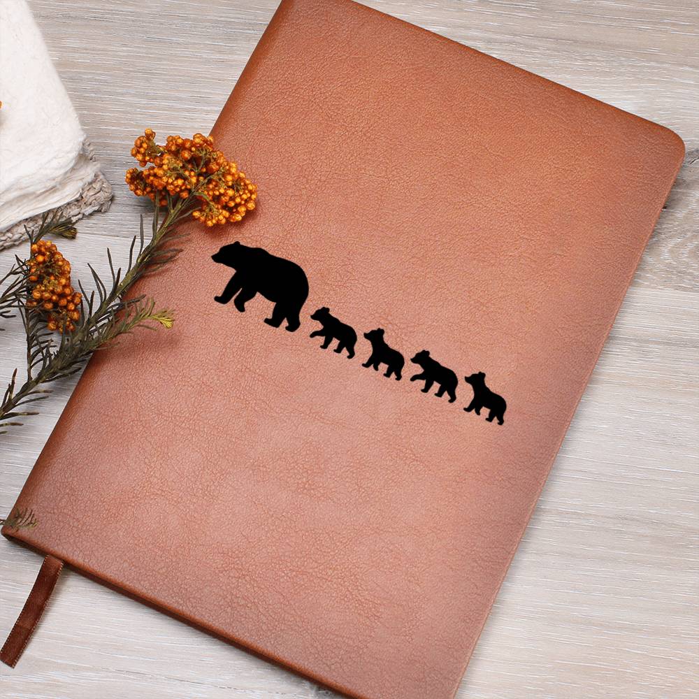 Mama Bear With 4 Cubs - Vegan Leather Journal