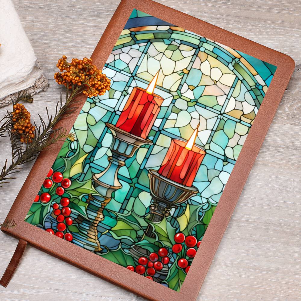 Christmas Stained Glass Design 016 - Vegan Leather Journal