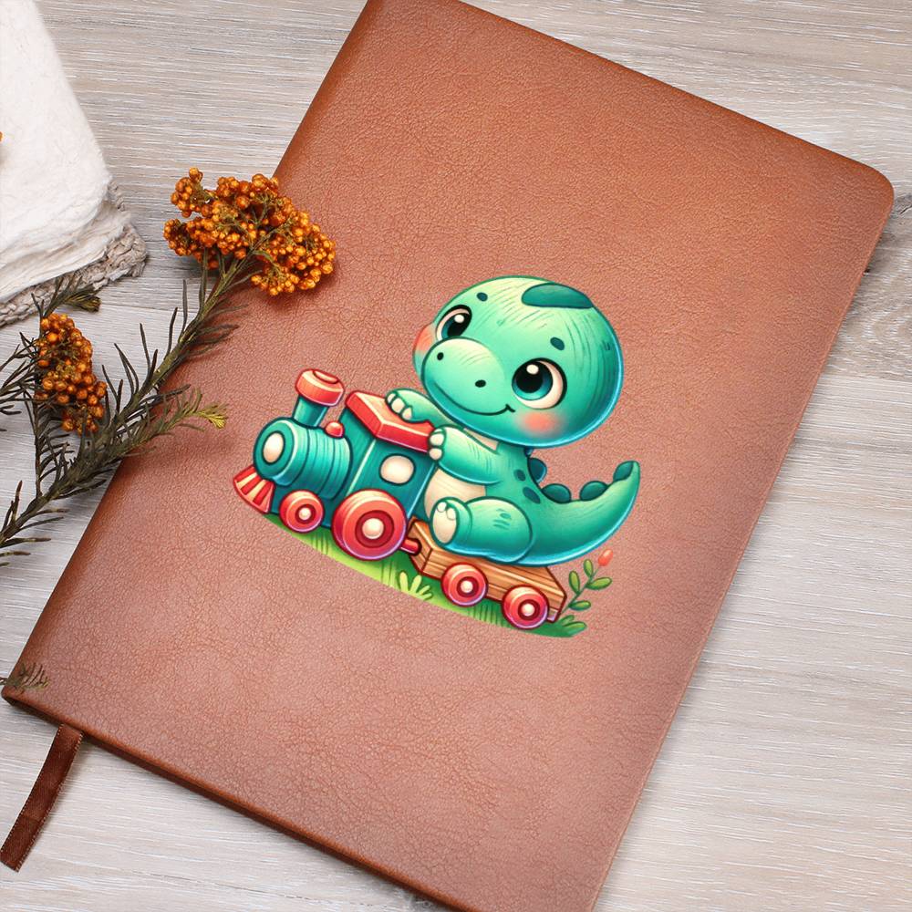 Colorful Baby Dinosaur 010 - Vegan Leather Journal