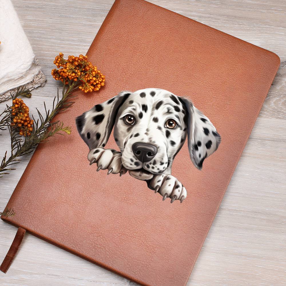Dalmatian Peeking - Vegan Leather Journal