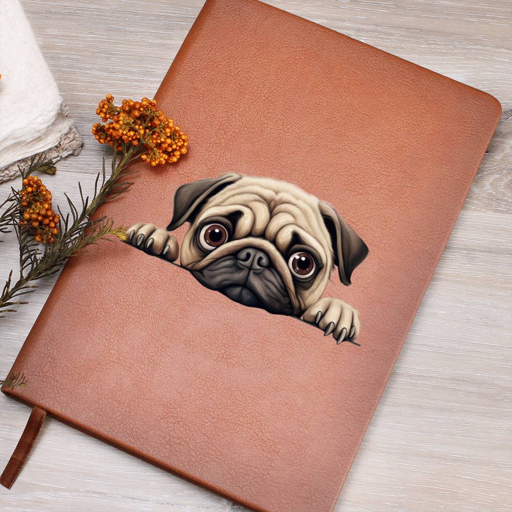 Pug Peeking - Vegan Leather Journal