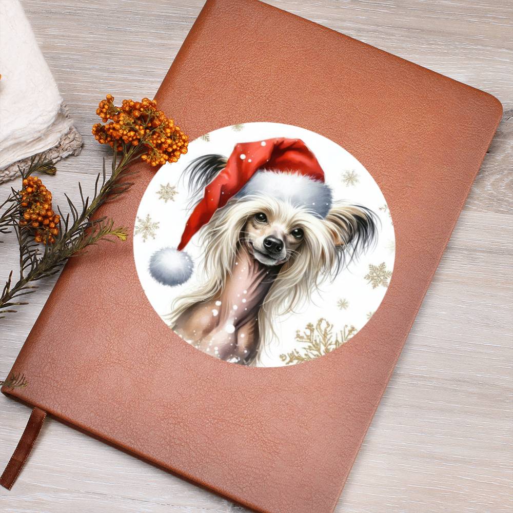 Christmas Dog - Chinese Crested - Vegan Leather Journal