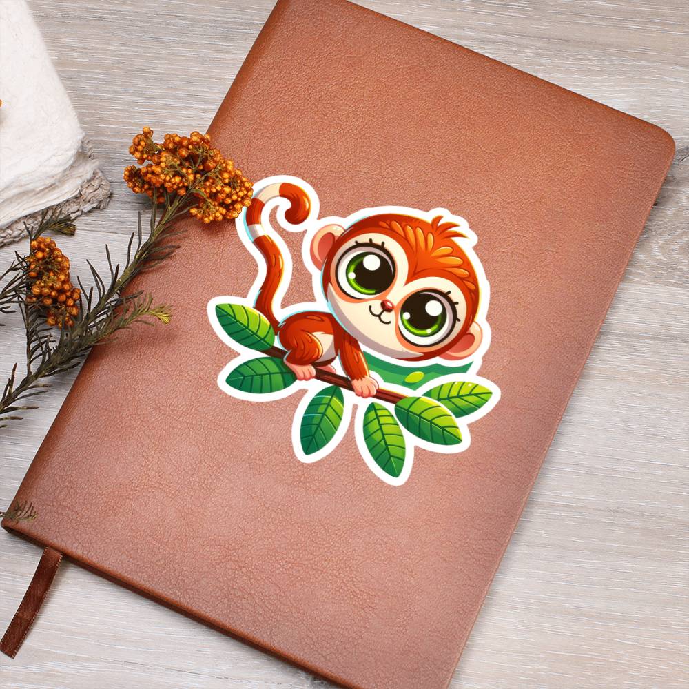 Cute Squirrel monkey sticker 178 - Vegan Leather Journal