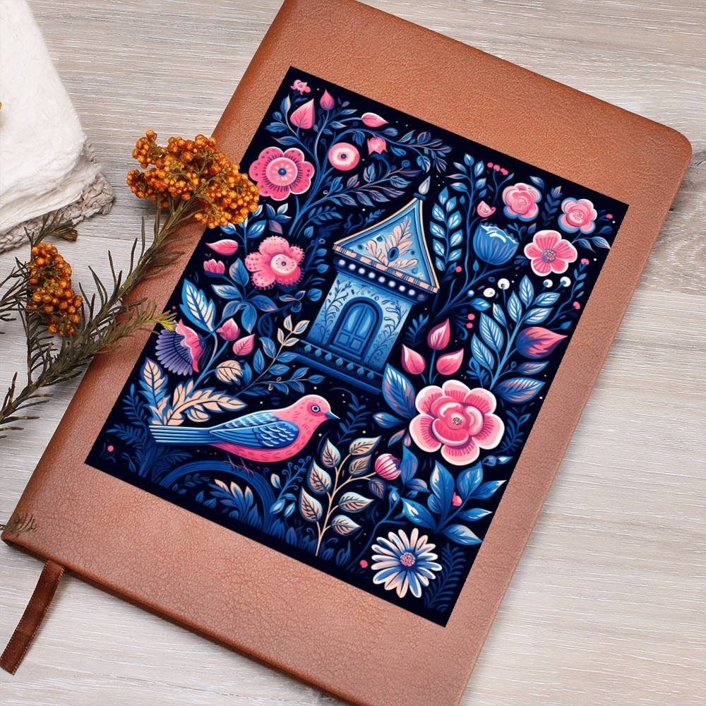 Birds And Floral Design 172 - Vegan Leather Journal
