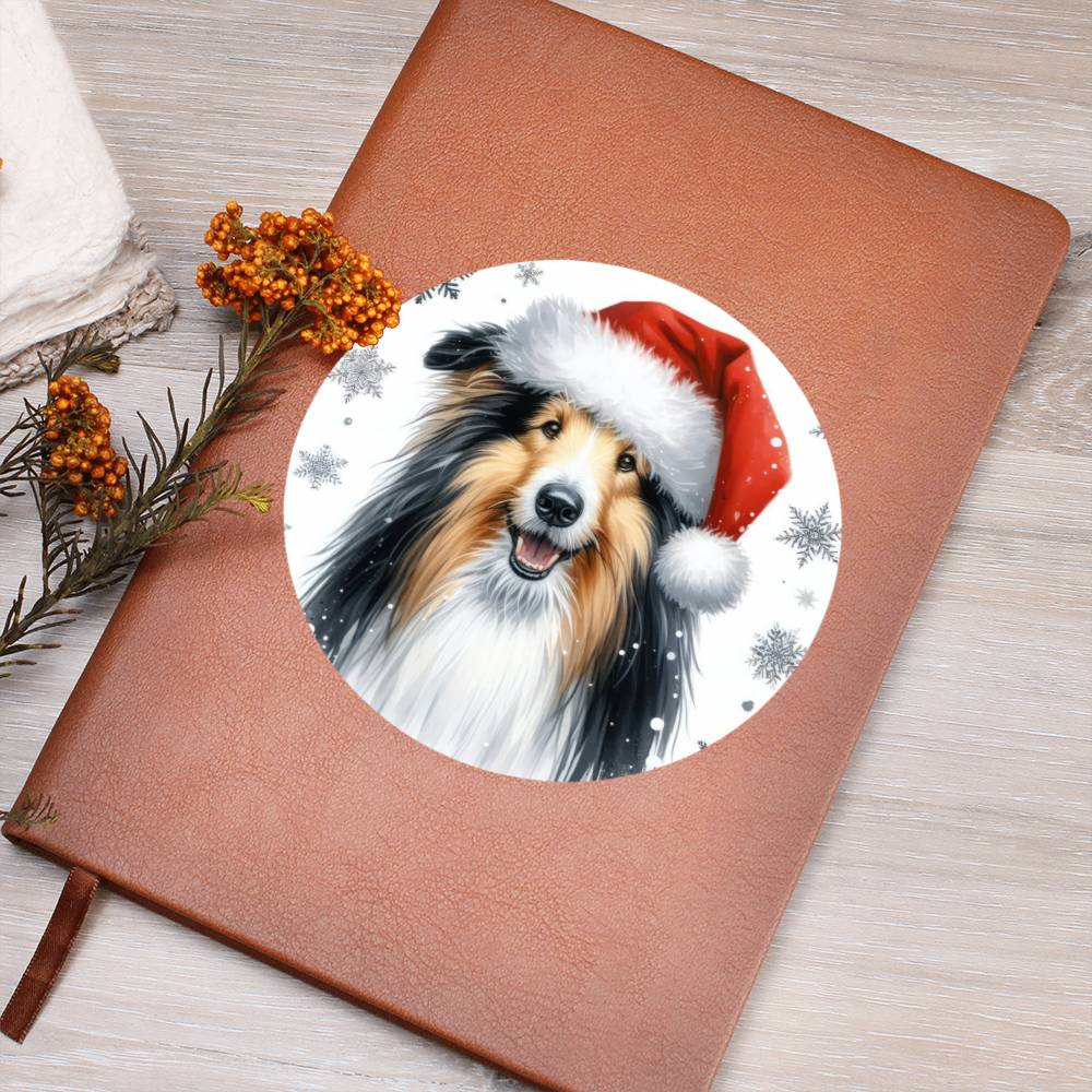 Christmas Dog - Bearded Collie - Vegan Leather Journal