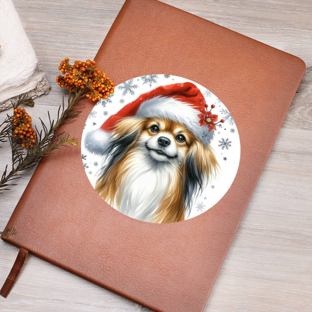 Christmas Dog - Tibetan Spaniel - Vegan Leather Journal