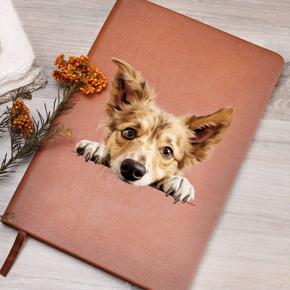 Portuguese Podengo Pequeno Peeking - Vegan Leather Journal