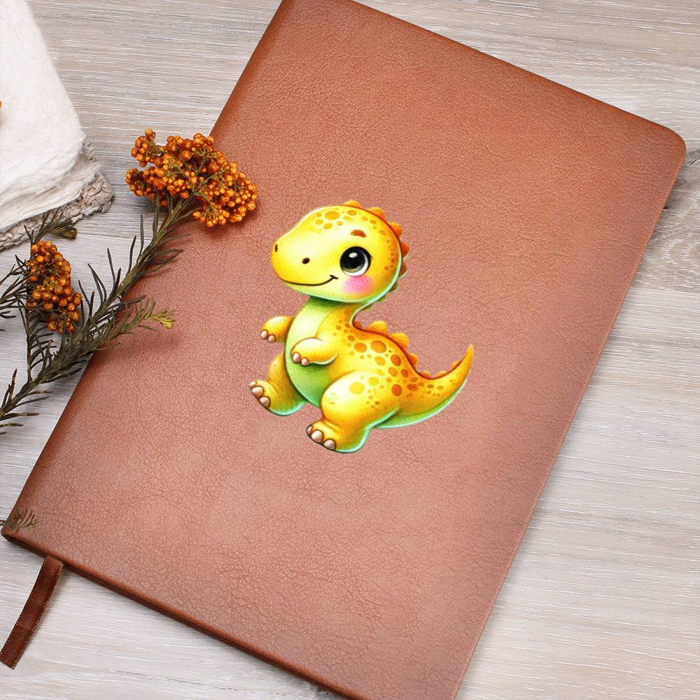 Colorful Baby Dinosaur 068 - Vegan Leather Journal