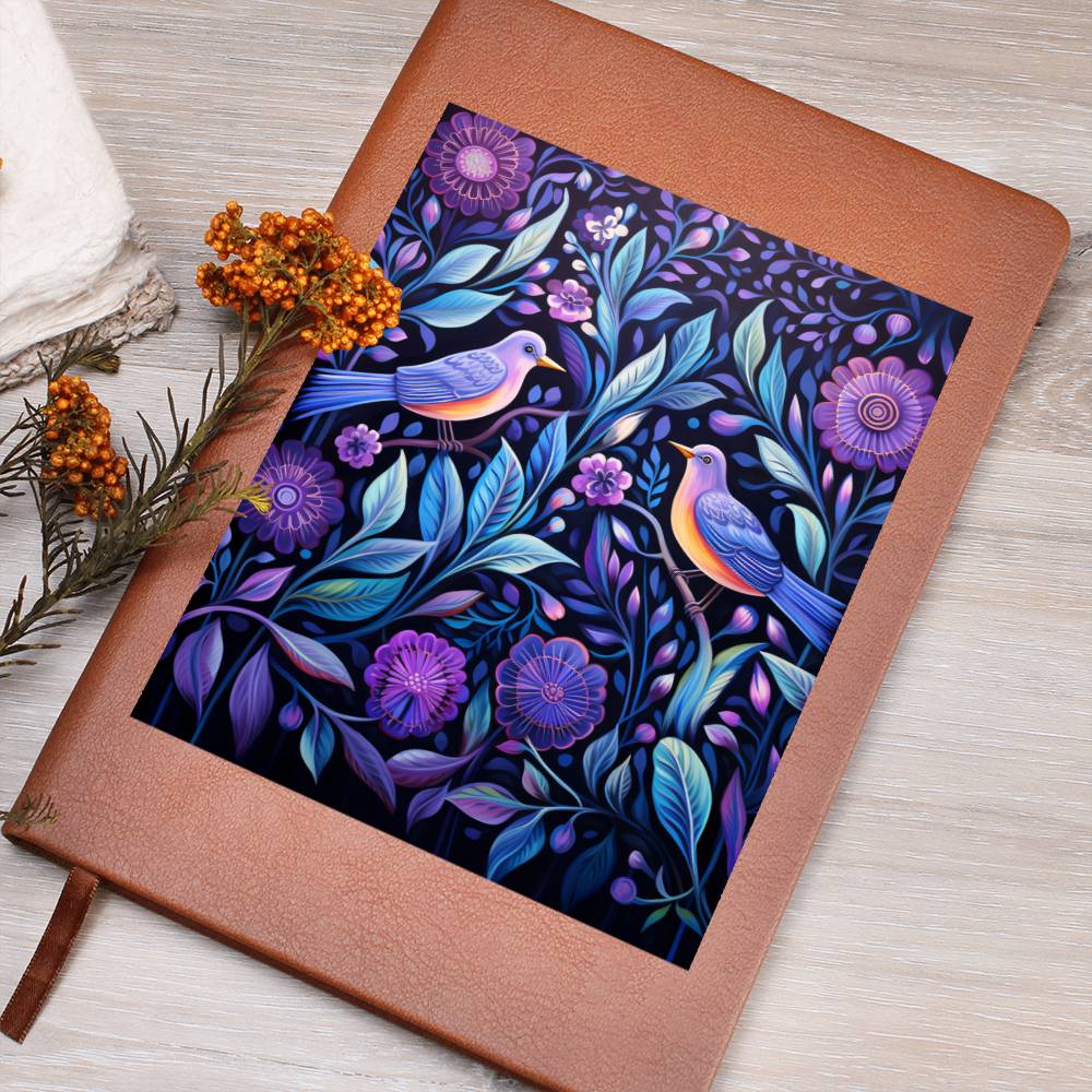 Birds And Floral Design 146 - Vegan Leather Journal