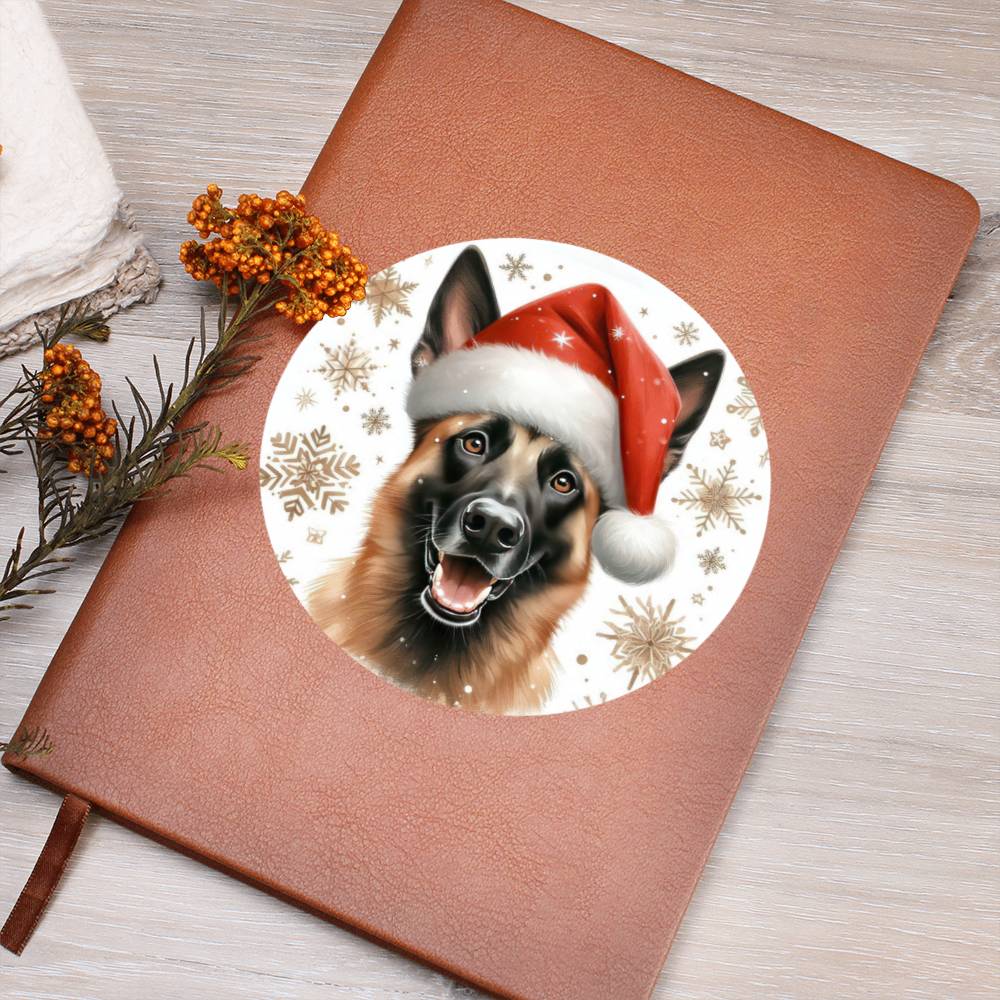 Christmas Dog - Belgian Malinois - Vegan Leather Journal