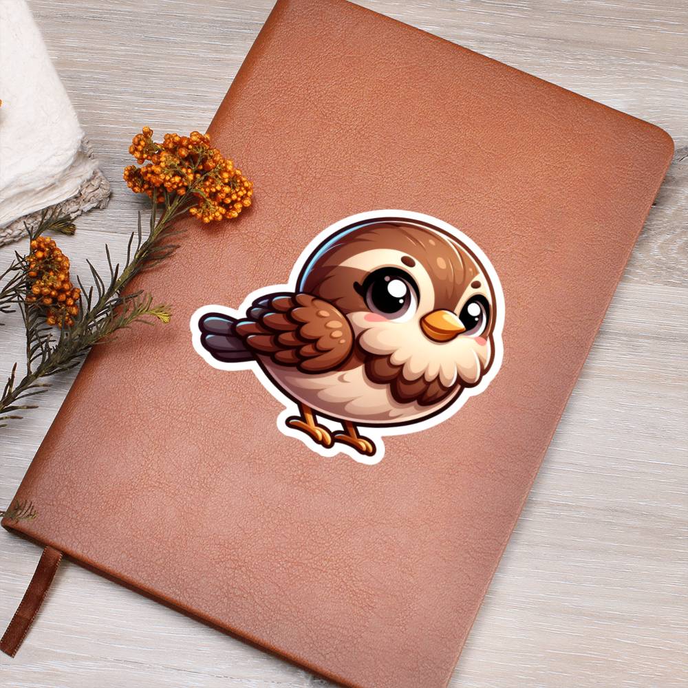 Cute Sparrow sticker 174 - Vegan Leather Journal