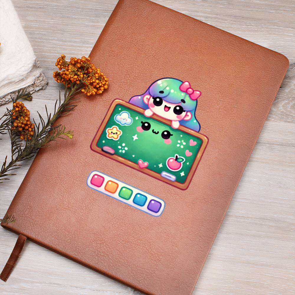 Cute Back to School Sticker 108 - Vegan Leather Journal