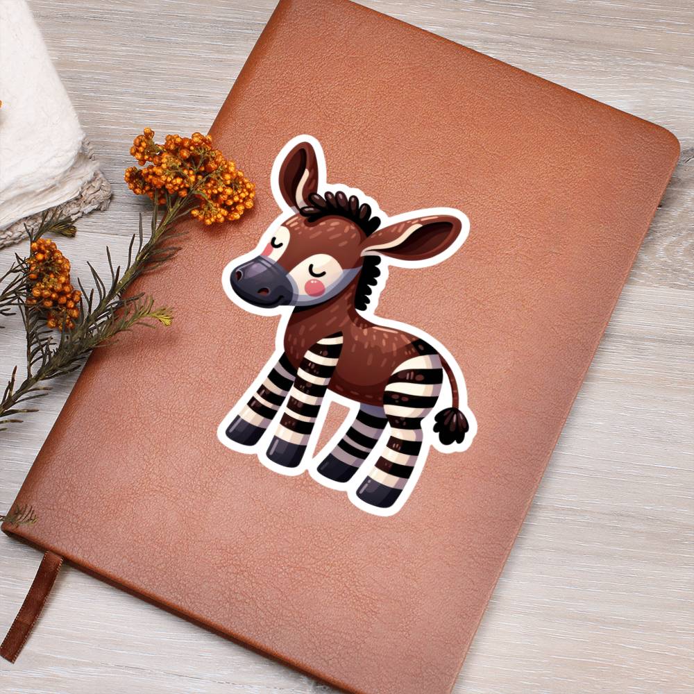 Cute Okapi sticker 106 - Vegan Leather Journal