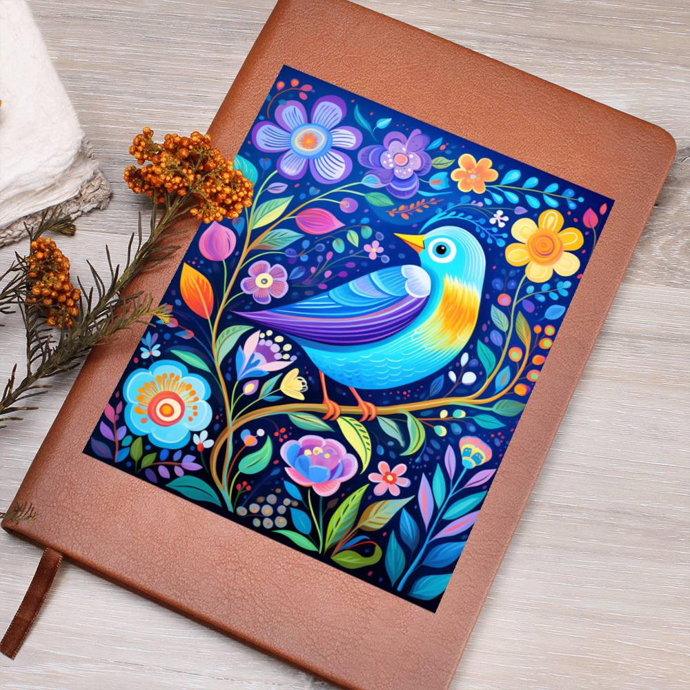 Birds And Floral Design 182 - Vegan Leather Journal