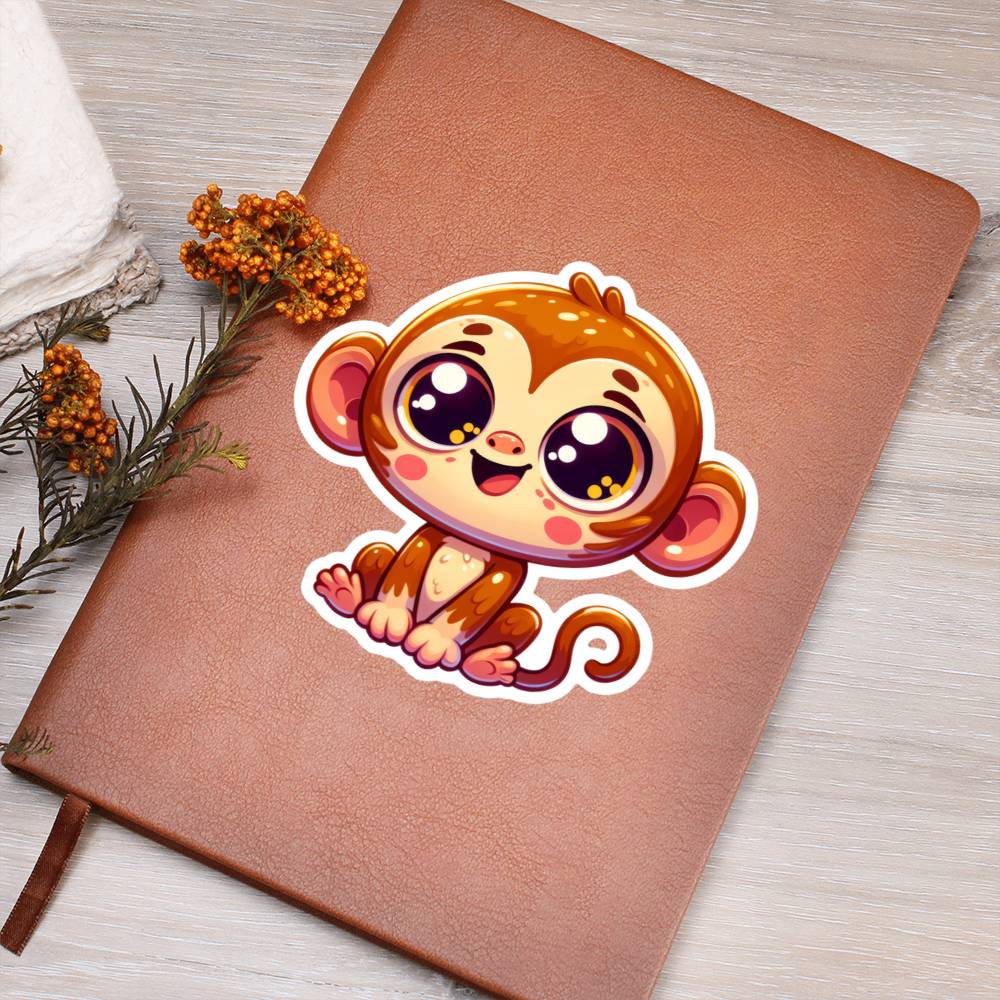 Cute Monkey sticker 95 - Vegan Leather Journal