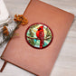 Christmas Red Cardinal Stained Glass Design 032 - Vegan Leather Journal