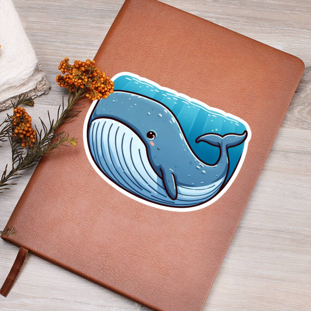 Cute Sperm whale sticker 175 - Vegan Leather Journal