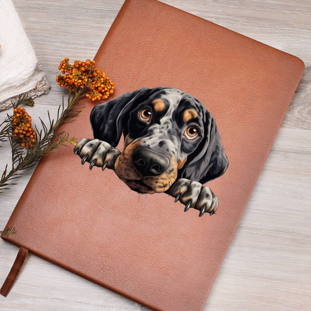 Bluetick Coonhound Peeking - Vegan Leather Journal
