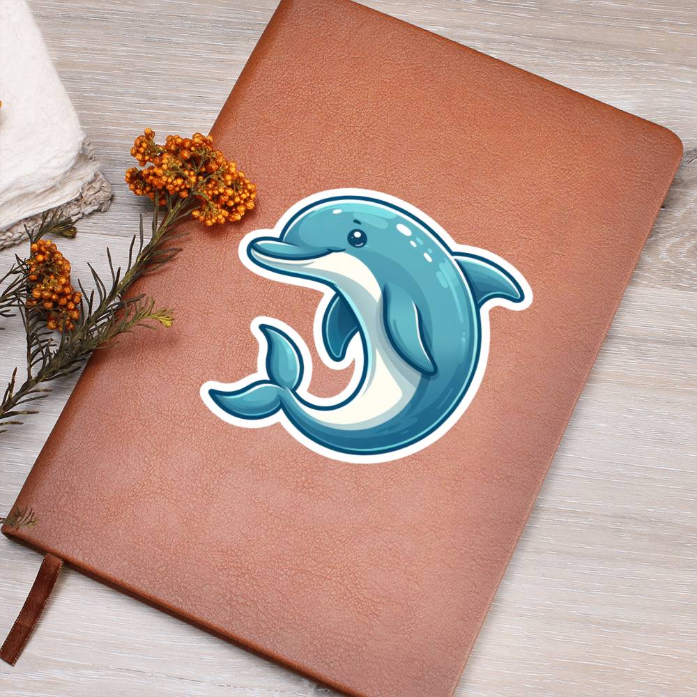 Cute River dolphin sticker 147 - Vegan Leather Journal