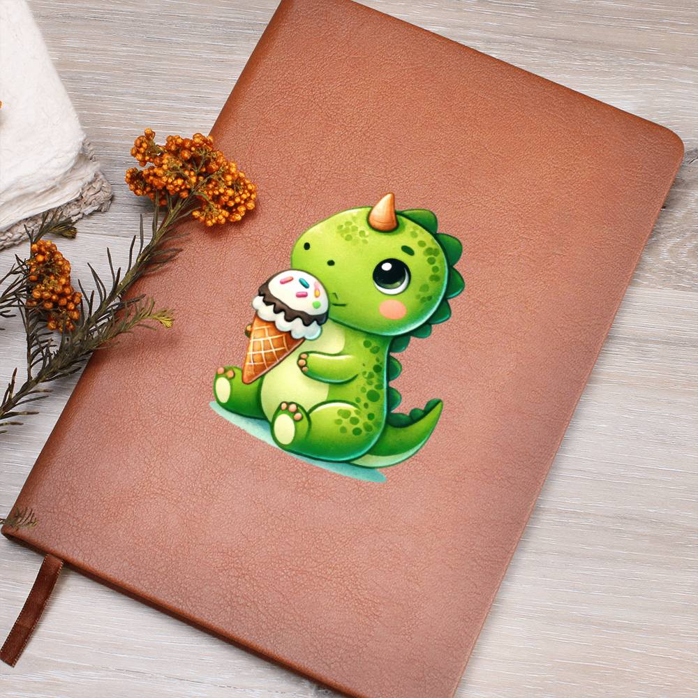 Colorful Baby Dinosaur 050 - Vegan Leather Journal
